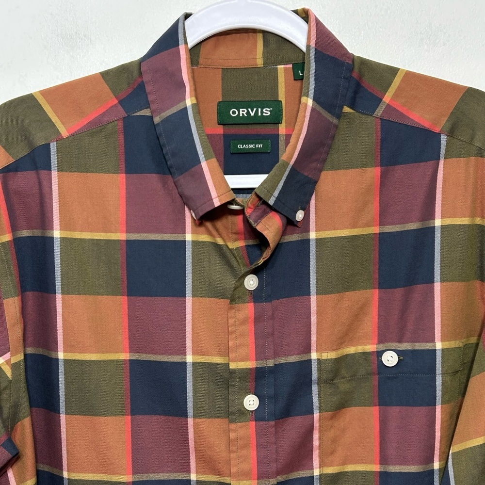 Orvis Wrinkle Free Classic Fit Tartan Plaid Button Down Shirt Mens Size Large - Picture 3 of 9